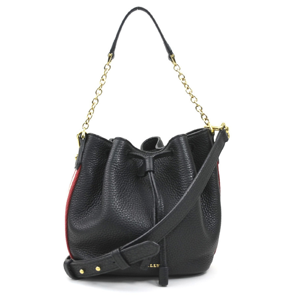 Bally BALLY Shoulder Bag Leather Canvas Black Red White Women's h32523